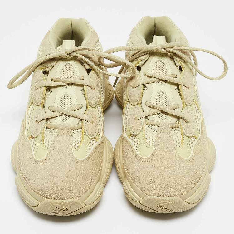 Pre Owned Yeezy x Adidas Yellow Mesh and Suede 500 Super Moon Yellow Sneakers Size 42 2/3