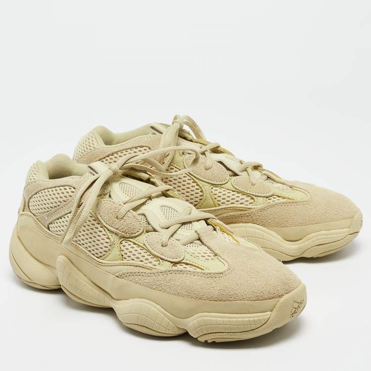 Pre Owned Yeezy x Adidas Yellow Mesh and Suede 500 Super Moon Yellow Sneakers Size 42 2/3