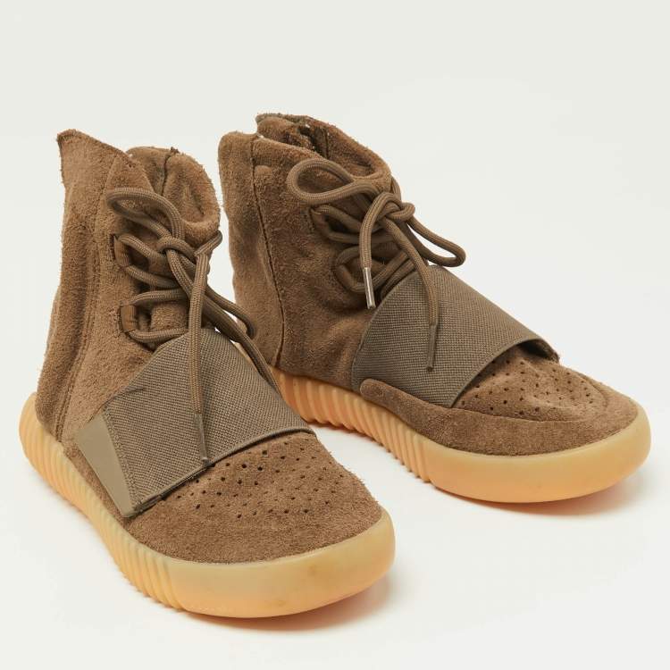 Pre Owned Yeezy x Adidas Brown Suede Boost 750 High Top Sneakers Size 40