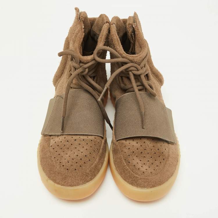 Pre Owned Yeezy x Adidas Brown Suede Boost 750 High Top Sneakers Size 40