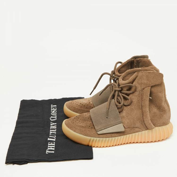 Pre Owned Yeezy x Adidas Brown Suede Boost 750 High Top Sneakers Size 40