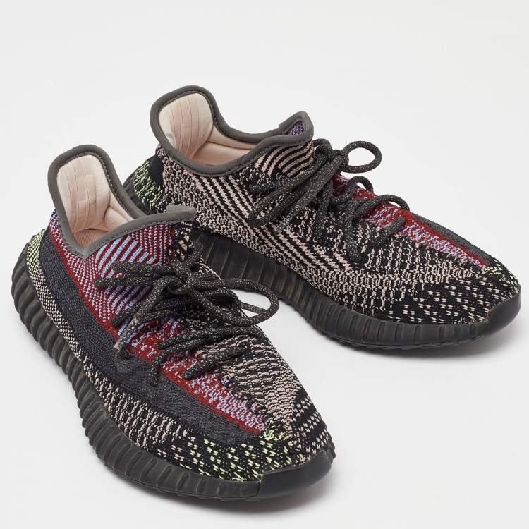 Pre Owned Yeezy x Adidas Multicolor Knit Fabric Boost 350 V2 Yecheil Low Top Sneakers Size 41.5