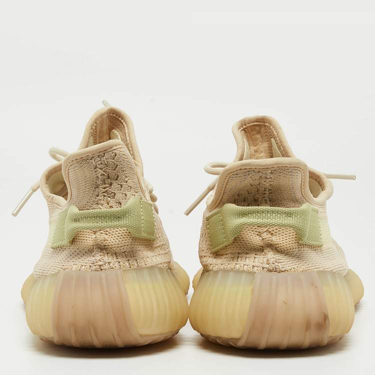 Pre Owned Yeezy x Adidas Light Yellow Knit Fabric Boost 350 V2 Butter Sneakers Size 44