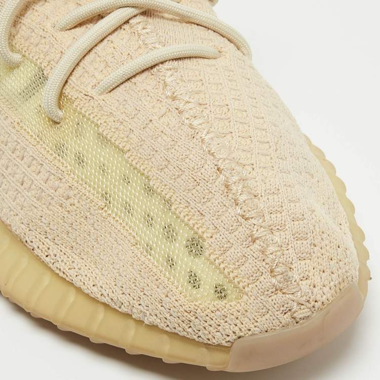 Pre Owned Yeezy x Adidas Light Yellow Knit Fabric Boost 350 V2 Butter Sneakers Size 44