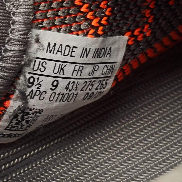 مملوكة مسبقًا Yeezy x Adidas Grey/Neon Orange Knit Fabric Boost 350 V2 Beluga Reflective Sneakers Size 43 1/3