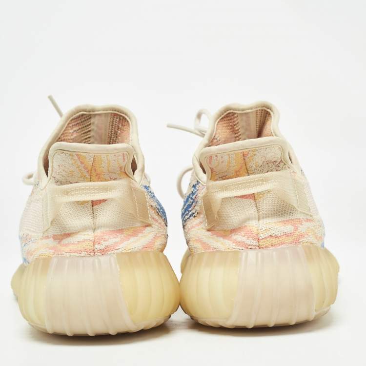 Pre Owned Yeezy x Adidas Multicolor Knit Fabric Boost 350 V2 Mx-Oat Sneakers Size 46 2/3