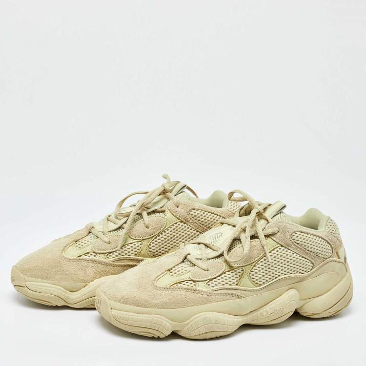 Yeezy x Adidas Light Yellow Suede and Mesh Yeezy 500 Low Top Sneakers Size 45.5