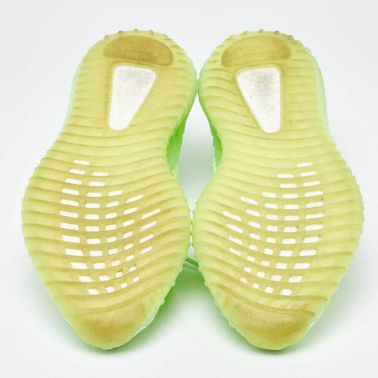 Pre Owned Yeezy x Adidas Green Knit Fabric Boost 350 V2 "GID' Glow Sneakers Size 41.5