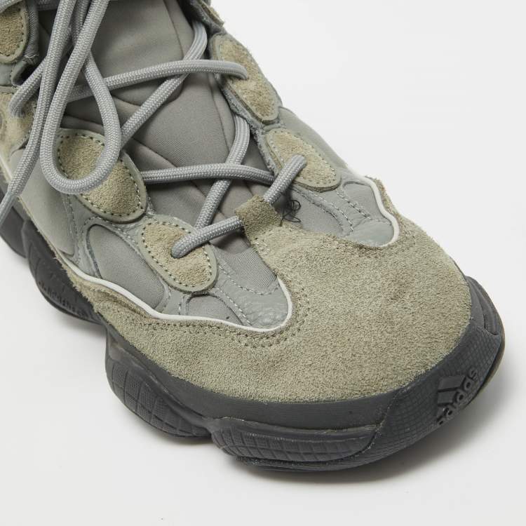 Pre Owned Yeezy x Adidas Grey Suede and Neoprene 500 High Mist Slate Sneakers Size 40 2/3