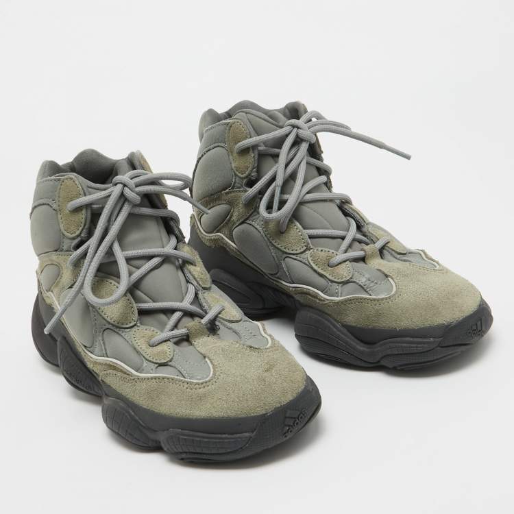 Pre Owned Yeezy x Adidas Grey Suede and Neoprene 500 High Mist Slate Sneakers Size 40 2/3