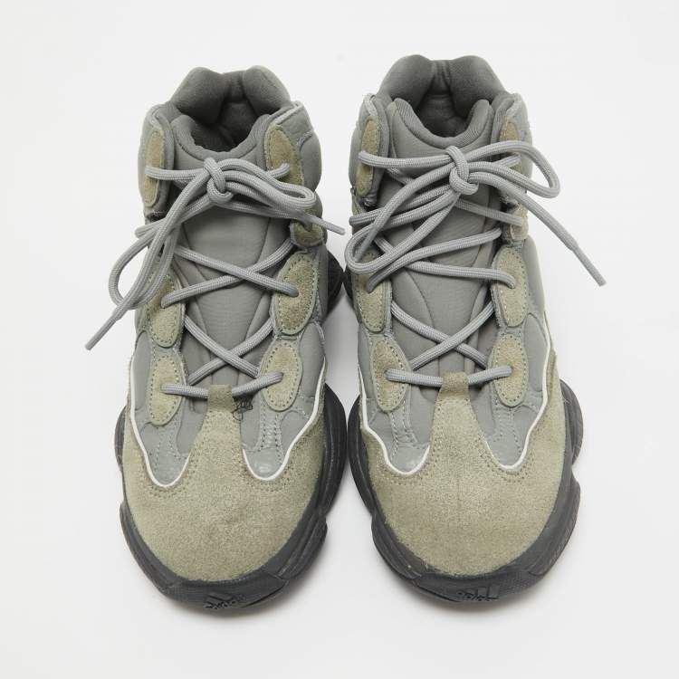 Pre Owned Yeezy x Adidas Grey Suede and Neoprene 500 High Mist Slate Sneakers Size 40 2/3