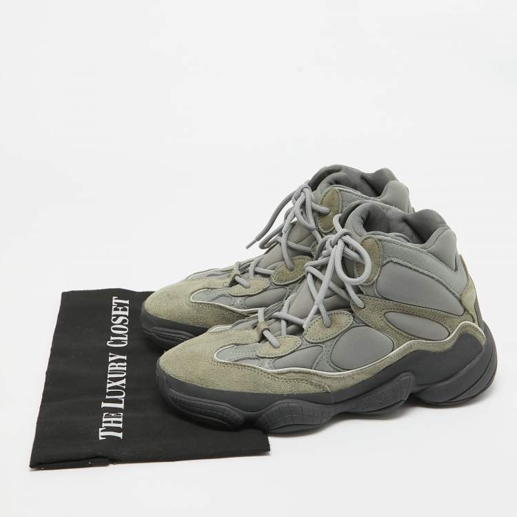Pre Owned Yeezy x Adidas Grey Suede and Neoprene 500 High Mist Slate Sneakers Size 40 2/3