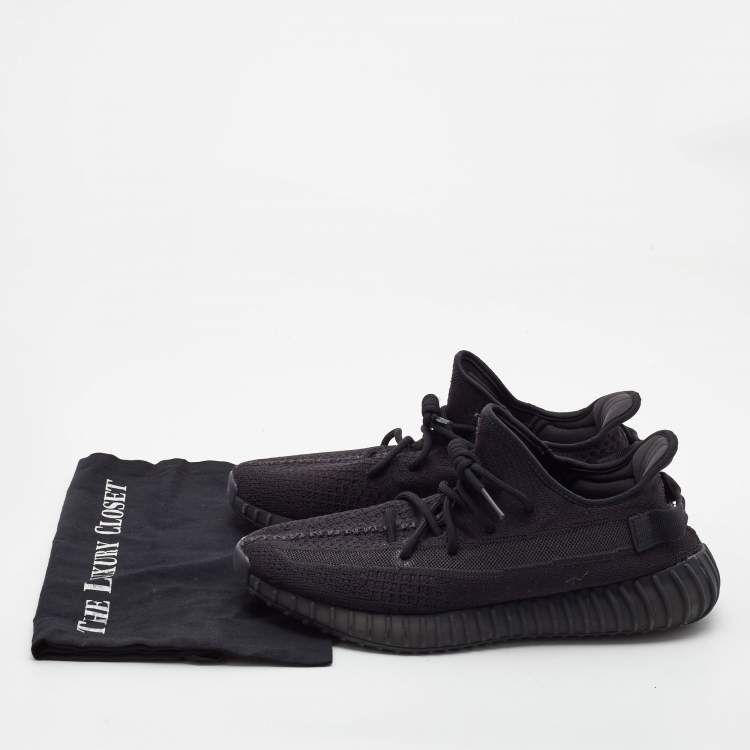 Pre Owned Yeezy x Adidas Black Knit Fabric Boost 350 V2 Onyx Sneakers Size 46 2/3