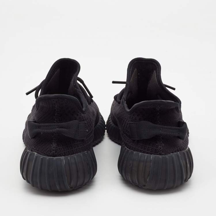 Pre Owned Yeezy x Adidas Black Knit Fabric Boost 350 V2 Onyx Sneakers Size 46 2/3