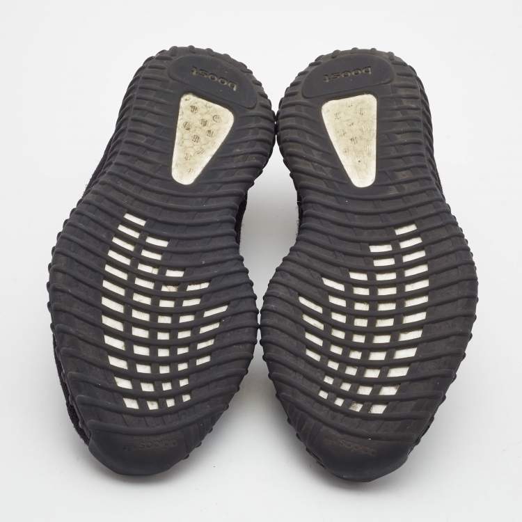 Pre Owned Yeezy x Adidas Black Knit Fabric Boost 350 V2 Onyx Sneakers Size 46 2/3