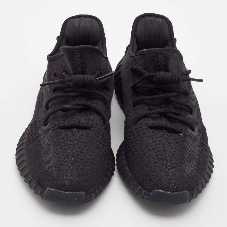 Pre Owned Yeezy x Adidas Black Knit Fabric Boost 350 V2 Onyx Sneakers Size 46 2/3