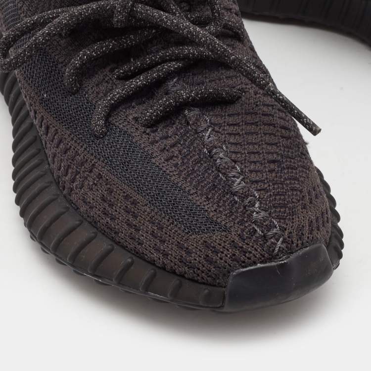 Pre Owned Yeezy x Adidas Black Knit Fabric Boost 350 V2 Black Non-Reflective Sneakers Size 36 2/3