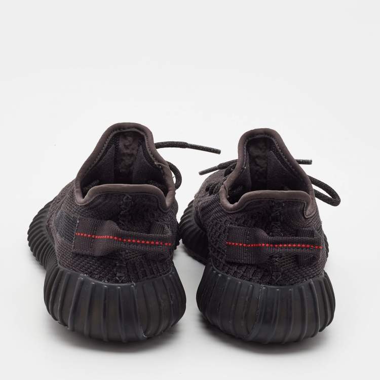 Pre Owned Yeezy x Adidas Black Knit Fabric Boost 350 V2 Black Non-Reflective Sneakers Size 36 2/3