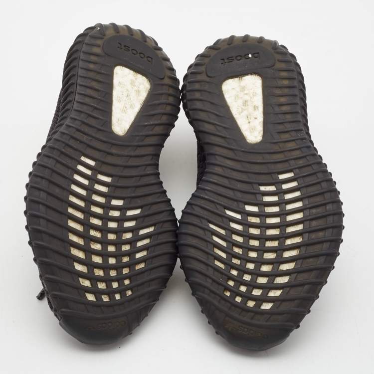 Pre Owned Yeezy x Adidas Black Knit Fabric Boost 350 V2 Black Non-Reflective Sneakers Size 36 2/3