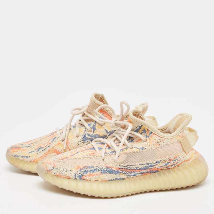 Pre Owned Yeezy x Adidas Multicolor Knit Fabric Boost 350 V2 MX Oat Sneakers Size 38 2/3