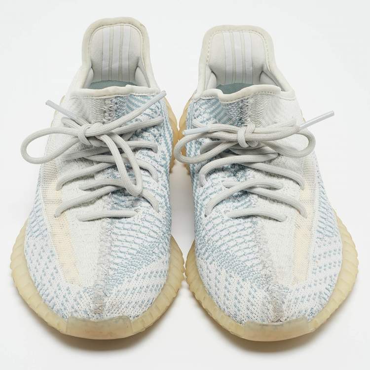 مملوكة مسبقًا Yeezy x Adidas Blue Knit Fabric Boost 350 V2 Cloud White Non Reflective Sneakers Size 38 2/3