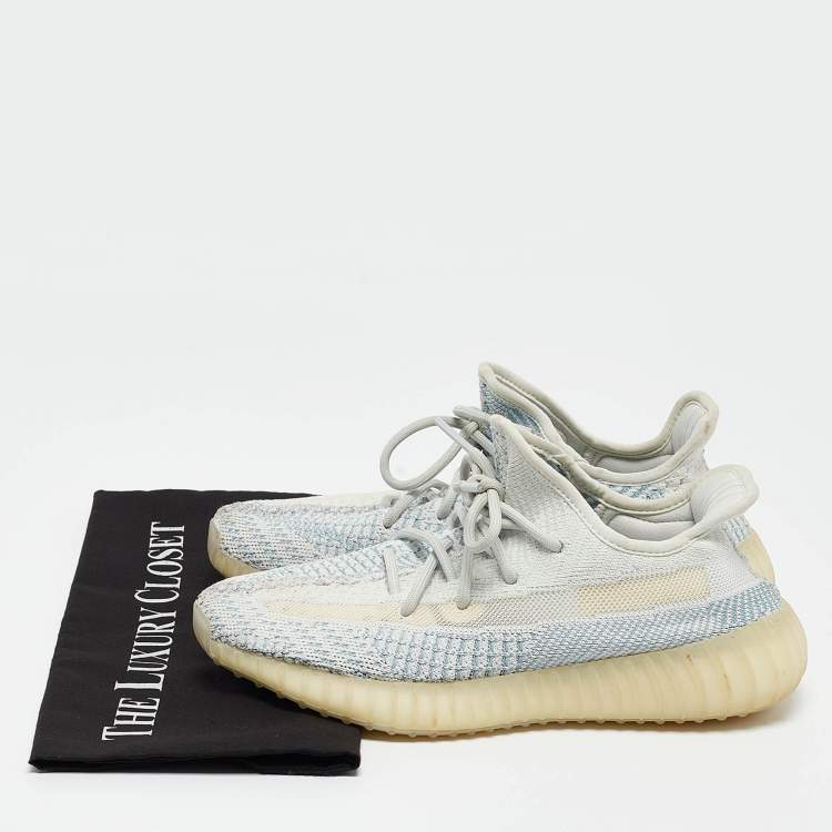 مملوكة مسبقًا Yeezy x Adidas Blue Knit Fabric Boost 350 V2 Cloud White Non Reflective Sneakers Size 38 2/3