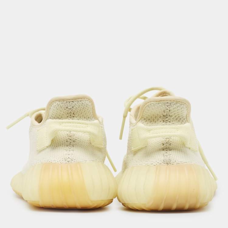Pre Owned Yeezy x Adidas Cream Knit Fabric Boost 350 V2 Butter Sneakers Size 39 1/3