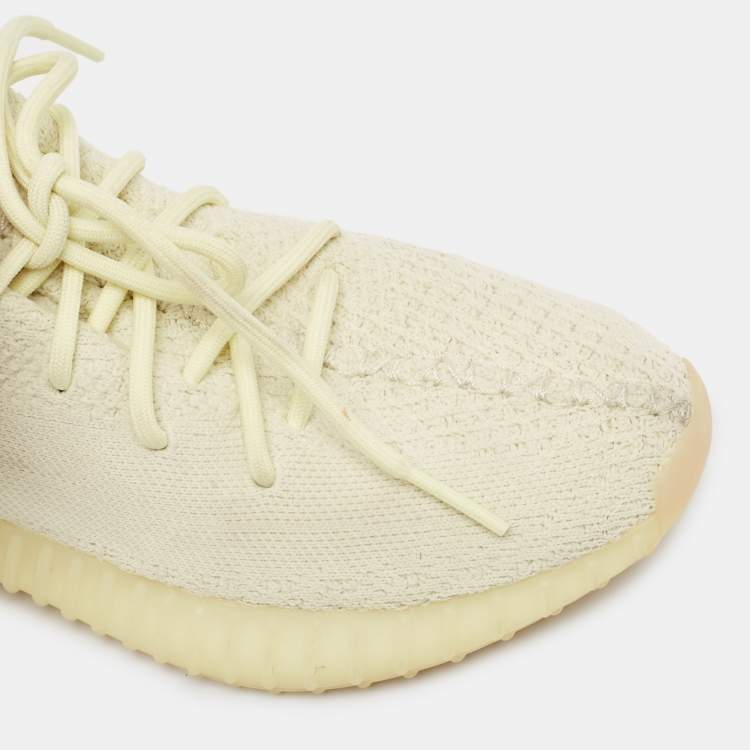 Pre Owned Yeezy x Adidas Cream Knit Fabric Boost 350 V2 Butter Sneakers Size 39 1/3