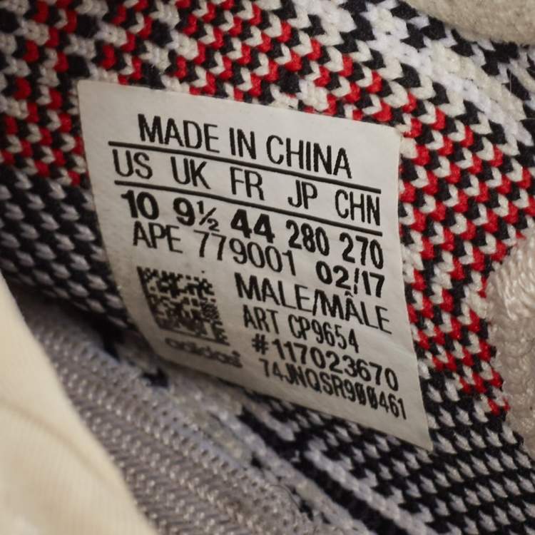 Pre Owned Yeezy x Adidas White/Black Knit Fabric Boost 350 V2 Zebra Sneakers Size 44