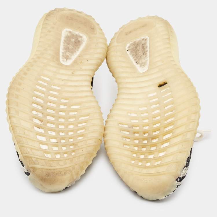 Pre Owned Yeezy x Adidas White/Black Knit Fabric Boost 350 V2 Zebra Sneakers Size 44