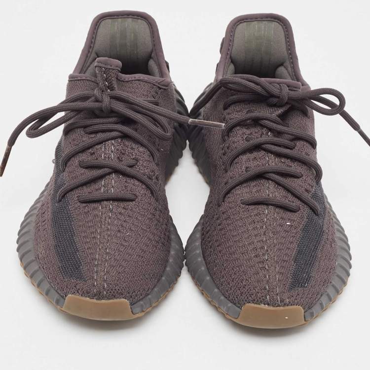 Pre Owned Yeezy x Adidas Black Knit Fabric Boost 350 V2 Cinder Non Reflective Sneakers Size 39 1/3