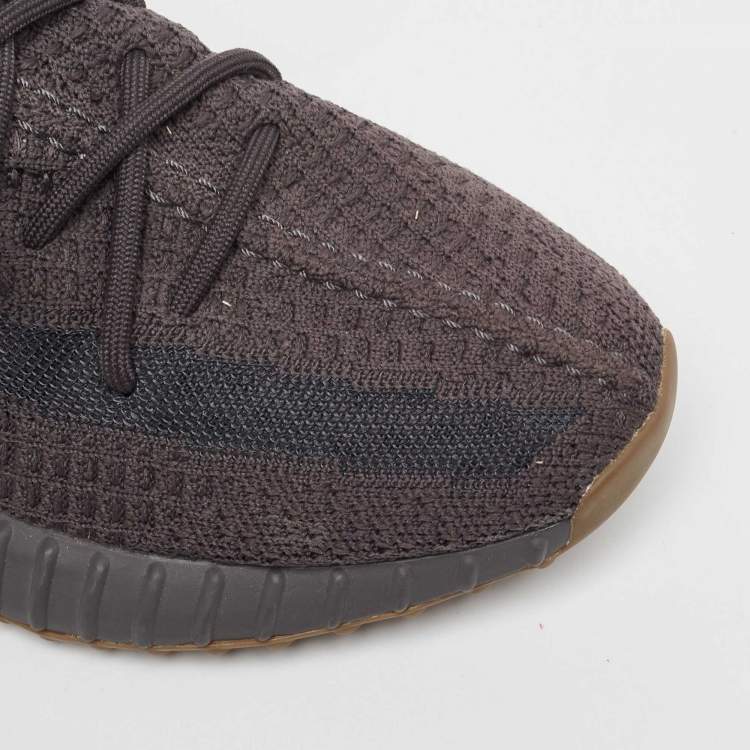 Pre Owned Yeezy x Adidas Black Knit Fabric Boost 350 V2 Cinder Non Reflective Sneakers Size 39 1/3