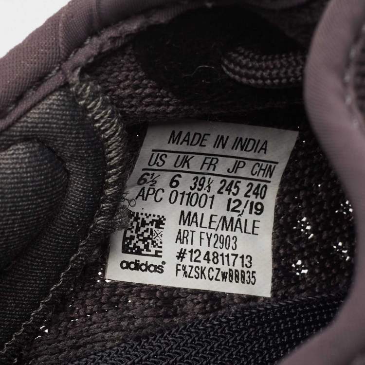 Pre Owned Yeezy x Adidas Black Knit Fabric Boost 350 V2 Cinder Non Reflective Sneakers Size 39 1/3