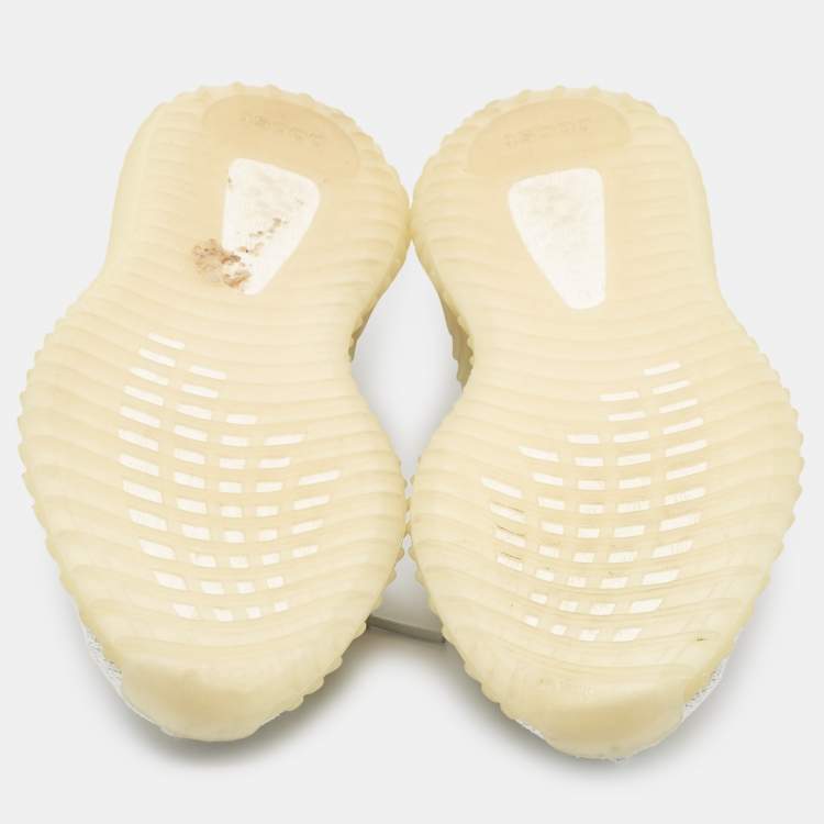 Pre Owned Yeezy x Adidas White/Grey Knit Fabric Boost 350 V2 Cloud White Reflective Sneakers Size 39 1/3