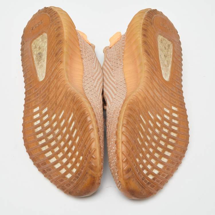 Pre Owned Yeezy x Adidas Orange Knit Fabric Boost 350 V2 Clay Sneakers Size 44 2/3