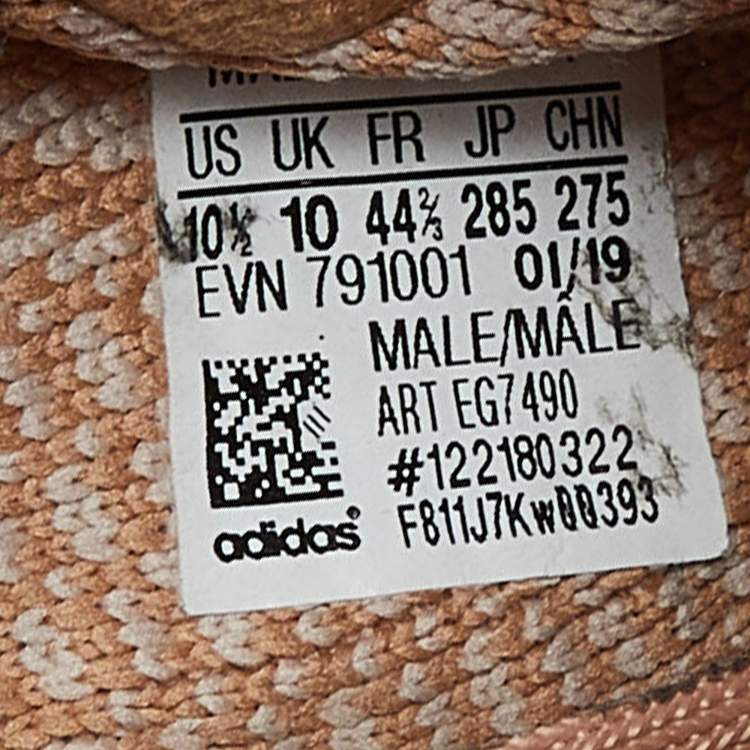 Pre Owned Yeezy x Adidas Orange Knit Fabric Boost 350 V2 Clay Sneakers Size 44 2/3