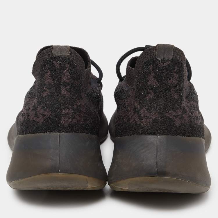 Pre Owned Yeezy x Adidas Black/Brown Knit Fabric Boost 380 Onyx RF Sneakers Size 44 2/3