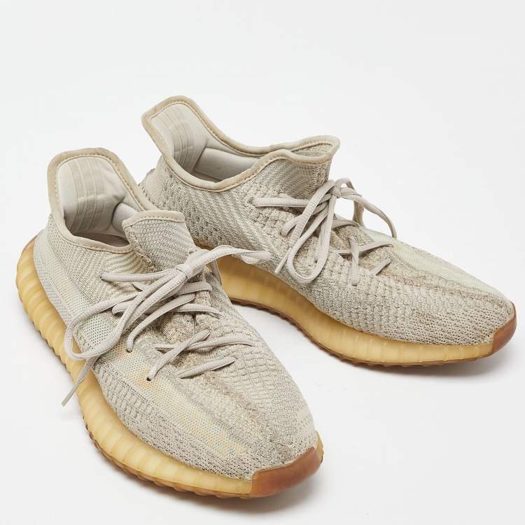 مملوكة مسبقًا Yeezy x Adidas Two Tone Knit Fabric Boost 350 V2 Citrin Sneakers Size 44