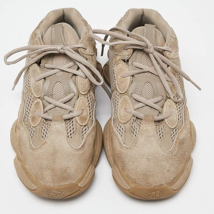Pre Owned Yeezy x Adidas Beige Mesh and Suede 500 Taupe Light Sneakers Size 43 1/3