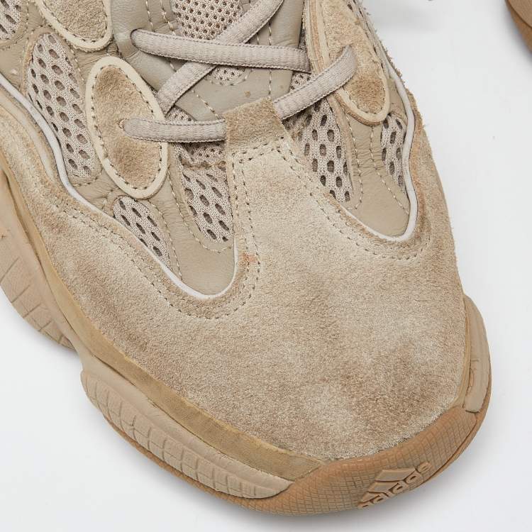 Pre Owned Yeezy x Adidas Beige Mesh and Suede 500 Taupe Light Sneakers Size 43 1/3