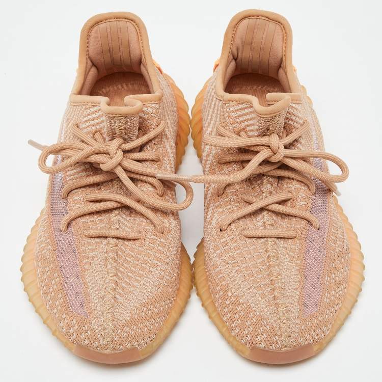 Pre Owned Yeezy x Adidas Orange Knit Fabric Boost 350 V2 Clay Sneakers Size 37 1/3