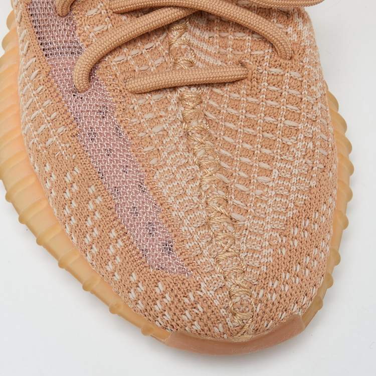 Pre Owned Yeezy x Adidas Orange Knit Fabric Boost 350 V2 Clay Sneakers Size 37 1/3