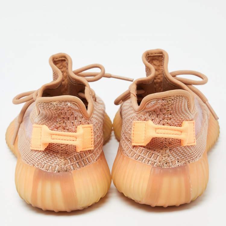 Pre Owned Yeezy x Adidas Orange Knit Fabric Boost 350 V2 Clay Sneakers Size 37 1/3