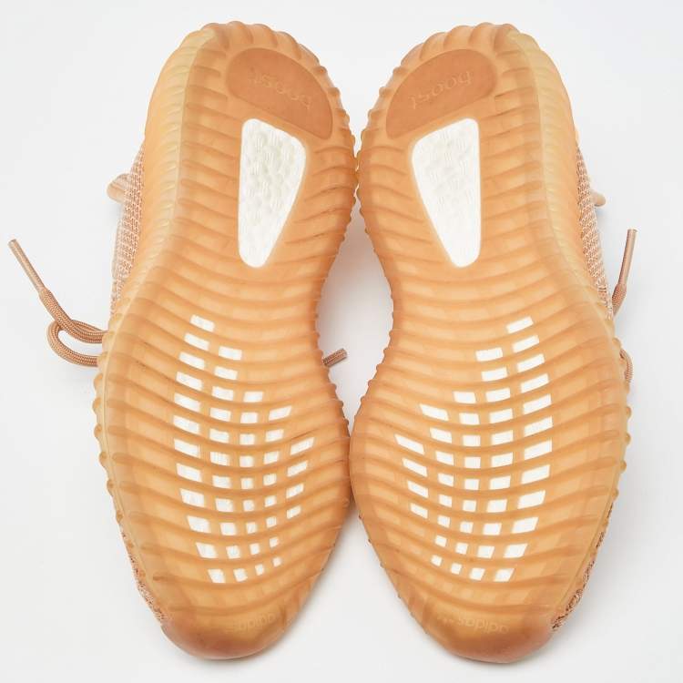 Pre Owned Yeezy x Adidas Orange Knit Fabric Boost 350 V2 Clay Sneakers Size 37 1/3