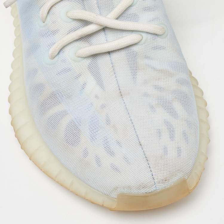 Pre Owned Yeezy x Adidas Blue/White Mesh Boost 350 V2 Mono Ice Sneakers Size 39 1/3