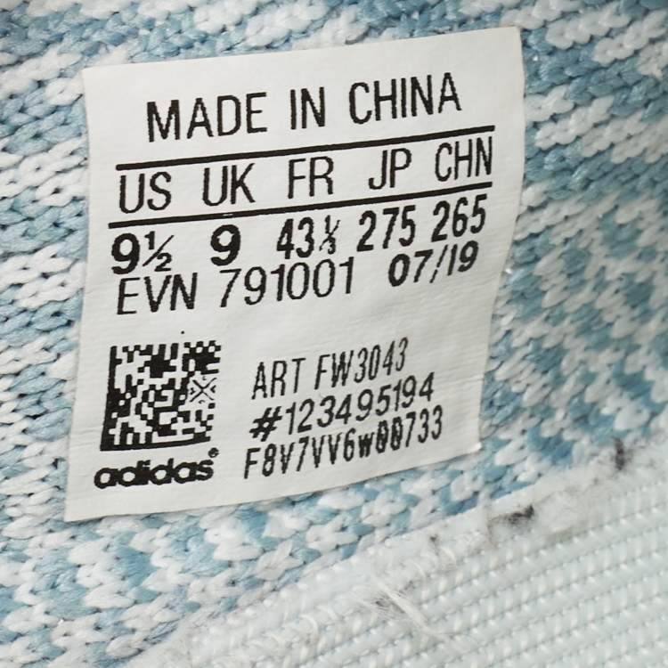 Pre Owned Yeezy x Adidas Blue/White Knit Fabric Boost 350 V2 Cloud White Non Reflective Sneakers Size 43 1/3  