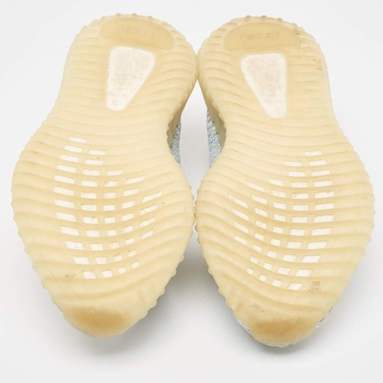 Pre Owned Yeezy x Adidas Blue/White Knit Fabric Boost 350 V2 Cloud White Non Reflective Sneakers Size 43 1/3  