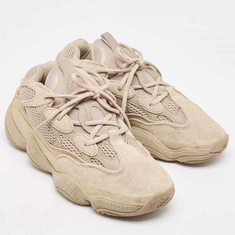 Pre Owned Yeezy x Adidas Light Brown Suede and Mesh Yeezy 500 Taupe Light Sneakers Size 43 1/3