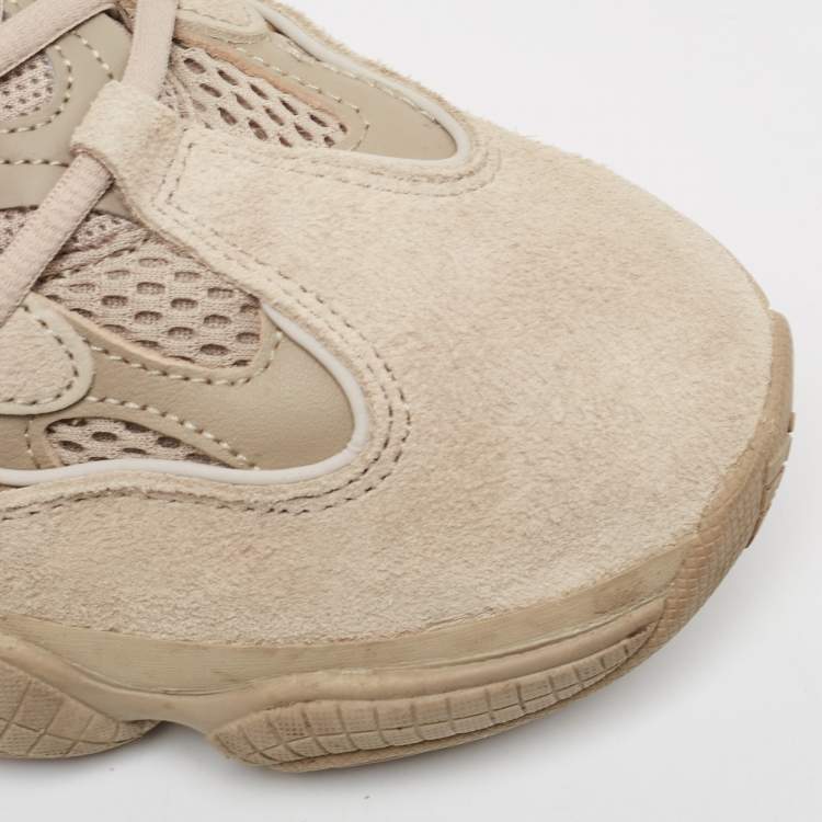 Pre Owned Yeezy x Adidas Light Brown Suede and Mesh Yeezy 500 Taupe Light Sneakers Size 43 1/3