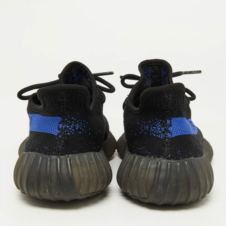 Pre Owned Yeezy x Adidas Black/Blue Knit Fabric Boost 350 V2 Dazzling Blue Sneakers Size 38 2/3